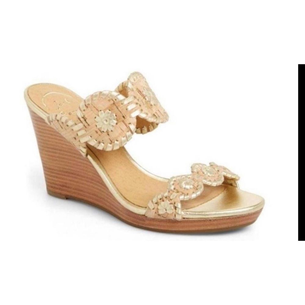 Jack Rogers Women’s Jacks Cork Gold Fleck Lucia Wedge Sandals Size 11